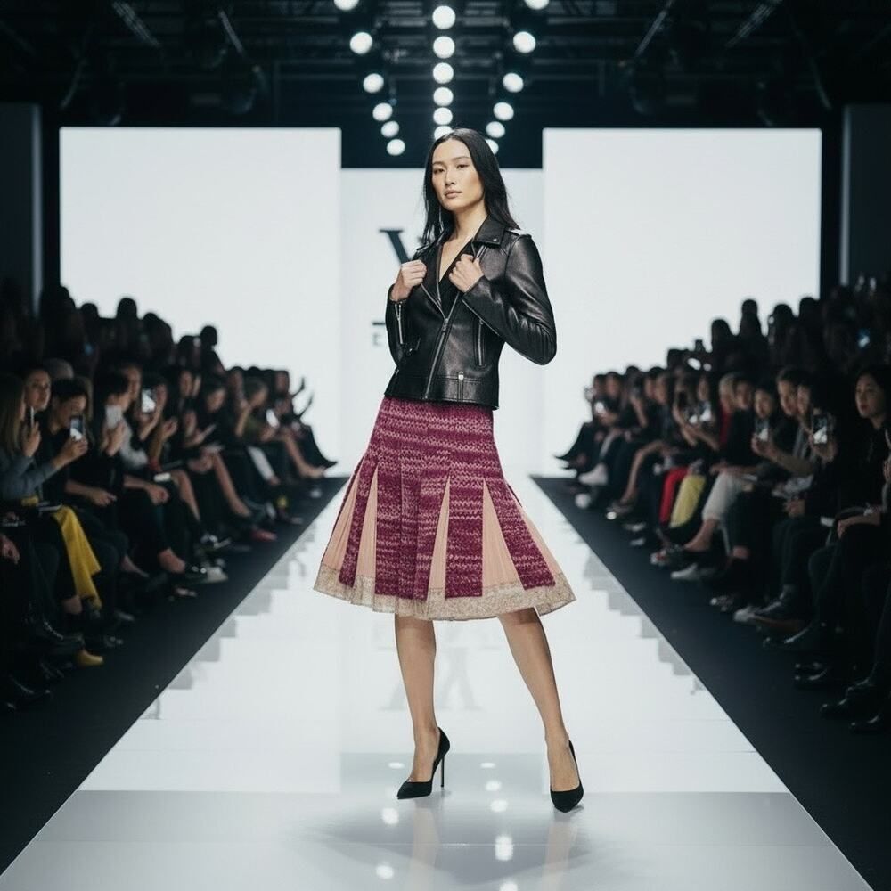 Louis Vuitton FW2006 Marc Jacobs Runway Bouclé Knit Tweed Chiffon Skirt 36